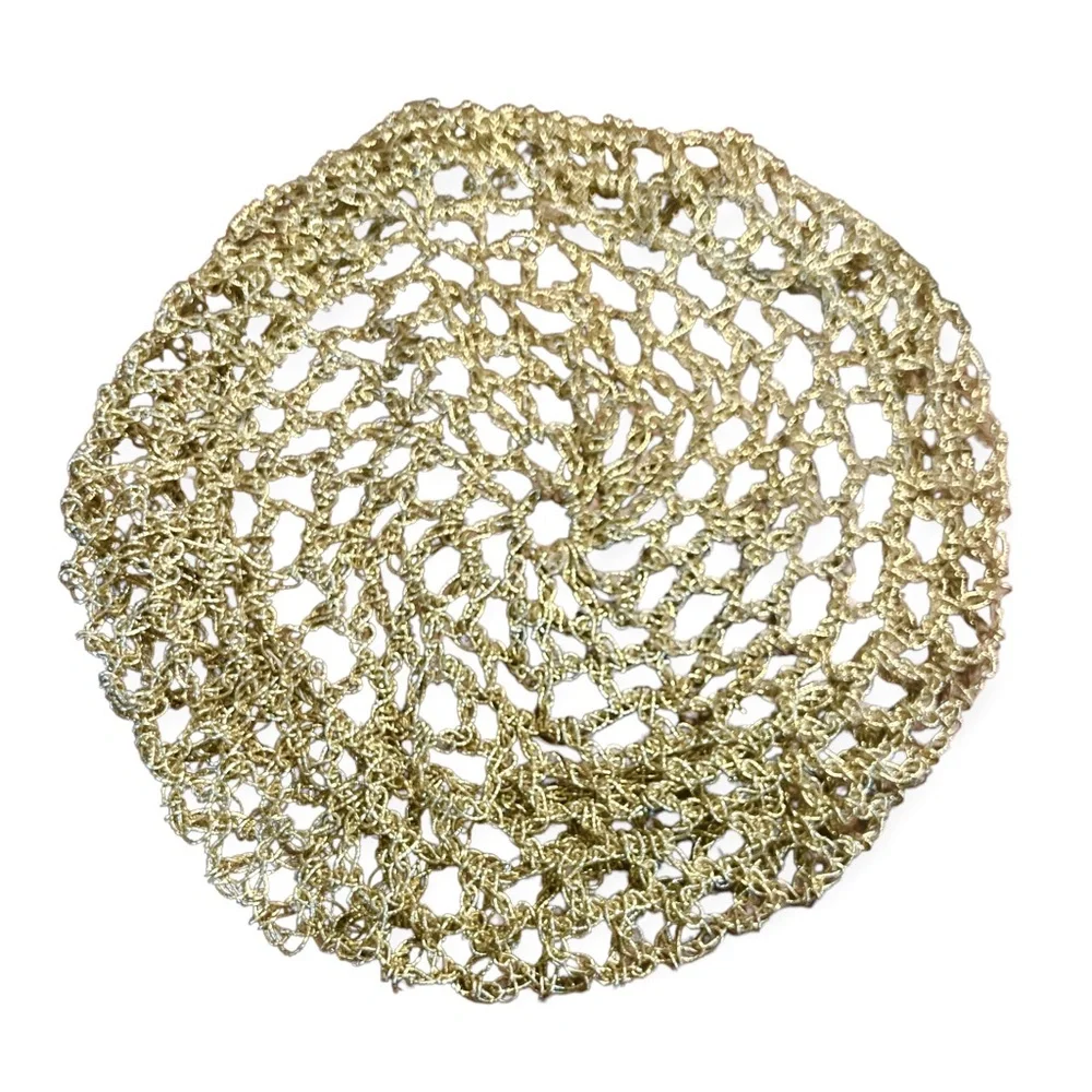 Gorgeous 1970’s Vintage Gold Metallic Crochet Beret, Pristine Condition, OSFM - Picture 3 of 4